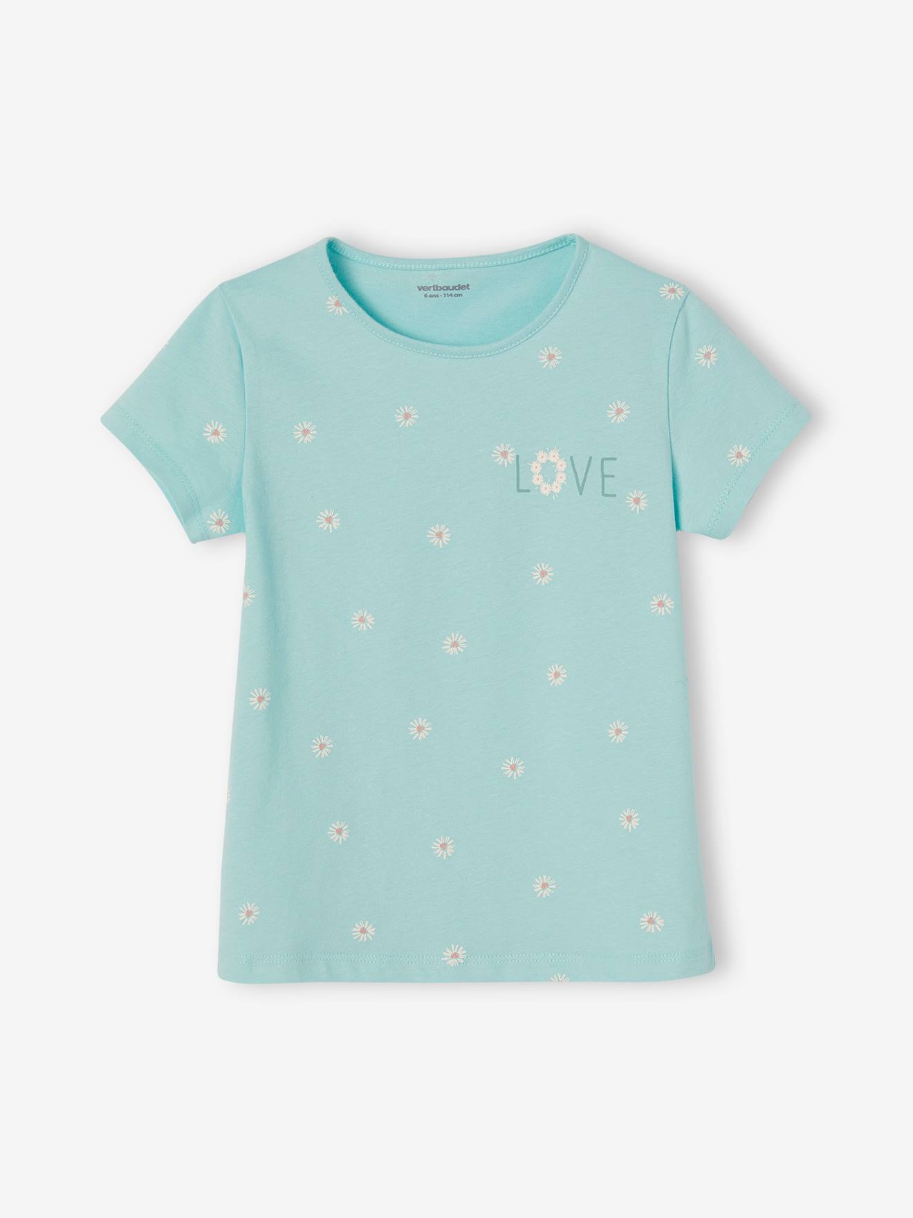 Pyjashort fille marguerites Basics vert d'eau