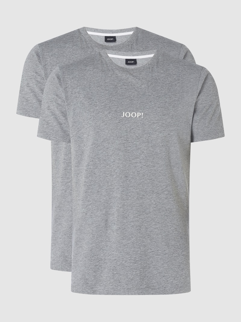 T-Shirt aus Baumwolle im 2er-Pack in mittelgrau meliert