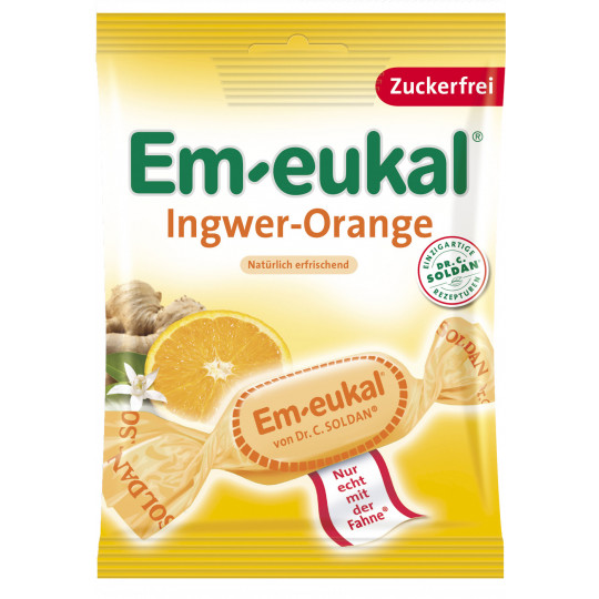 Em-Eukal Ingwer- Orange Hustenbonbons zuckerfrei 75G