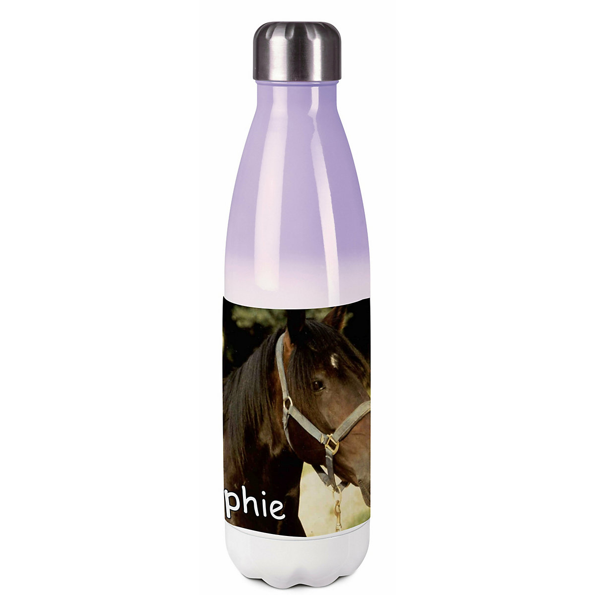 Edelstahl Kinder Thermoflasche / Trinkflasche bunt Pferd Orignial Spülmaschinenfest, Auslaufsicher, Bruchfest, Doppelwandig, Für Heißgetränke geeignet, Mit Deckel, Isoliert