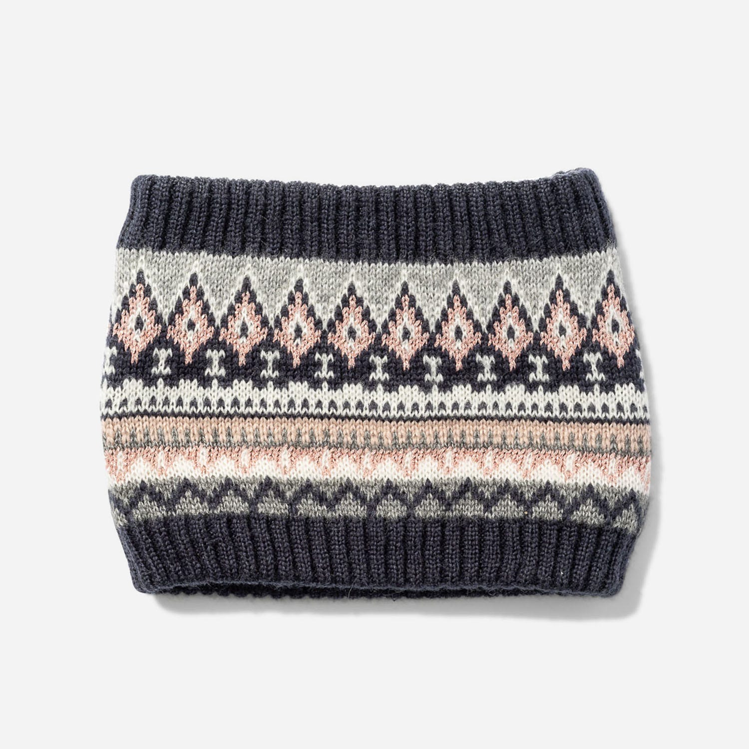 Snood marine en tricot jacquard