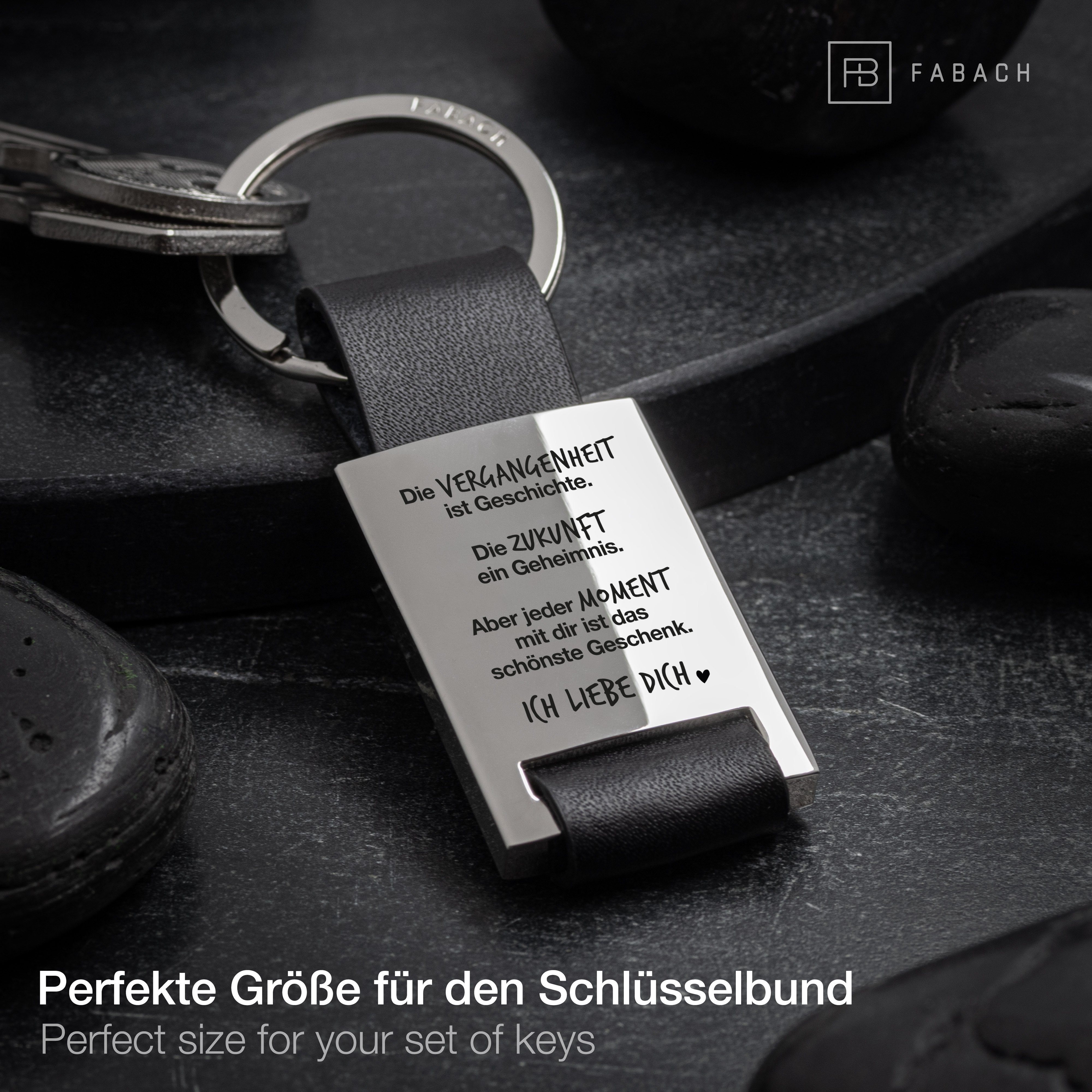 FABACH Schlüsselanhänger Leder mit Gravur 