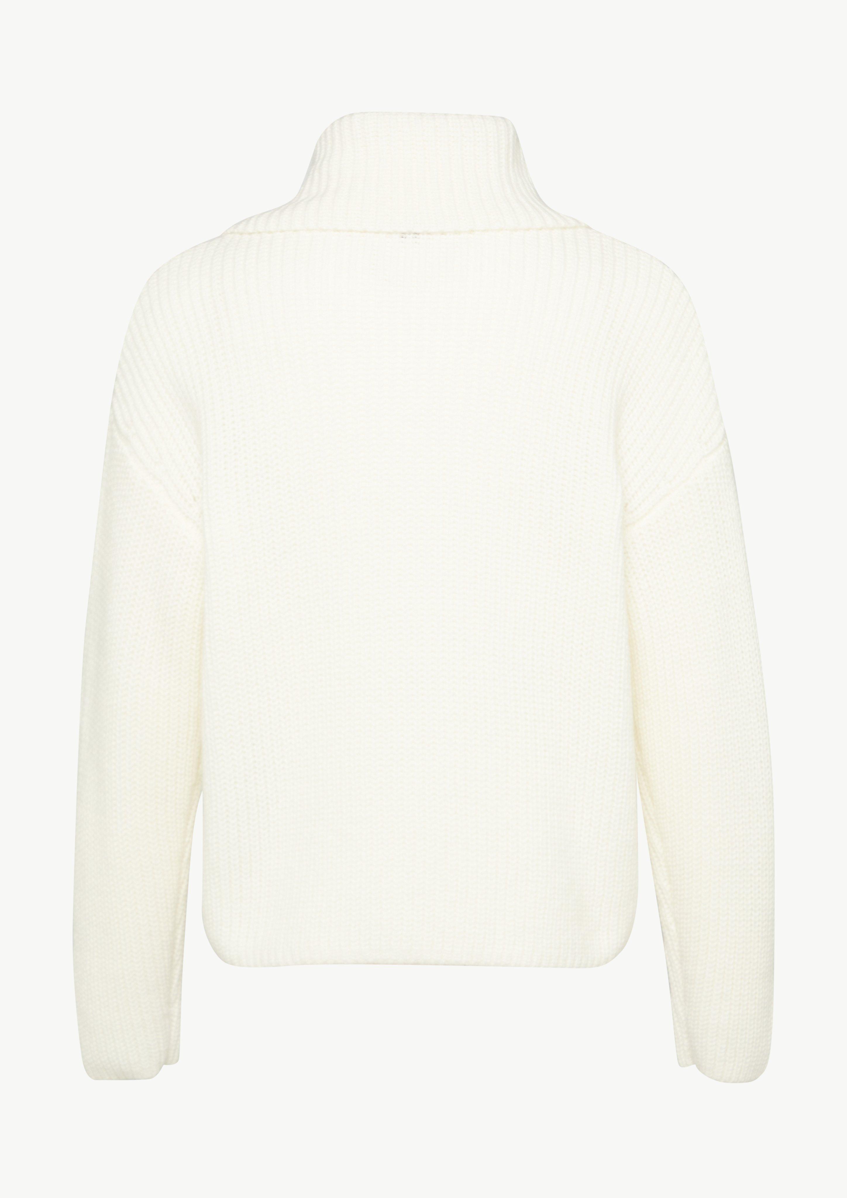 Rollkragenpullover mit Zierknöpfen - weiß