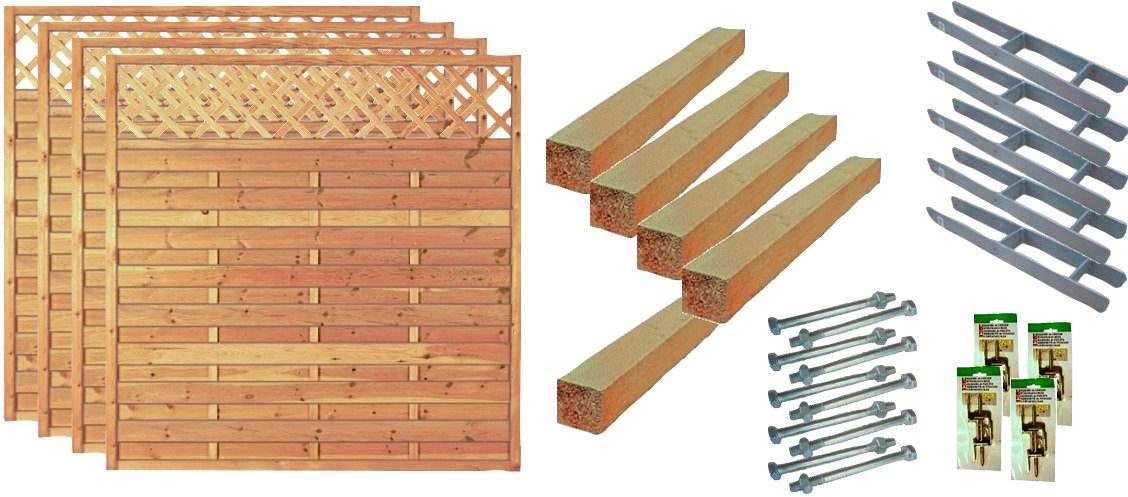 Tetzner & Jentzsch Dichtzaun Memphis 2, (Set), 4 Elemente, LxH: 765x180 cm