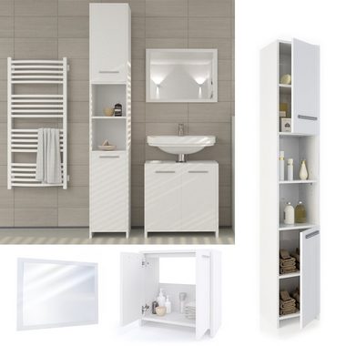 Vicco Badmöbel-Set Badezimmerset KIKO Weiß Set 3, (3-er Set, 3-St., 3-er Set)