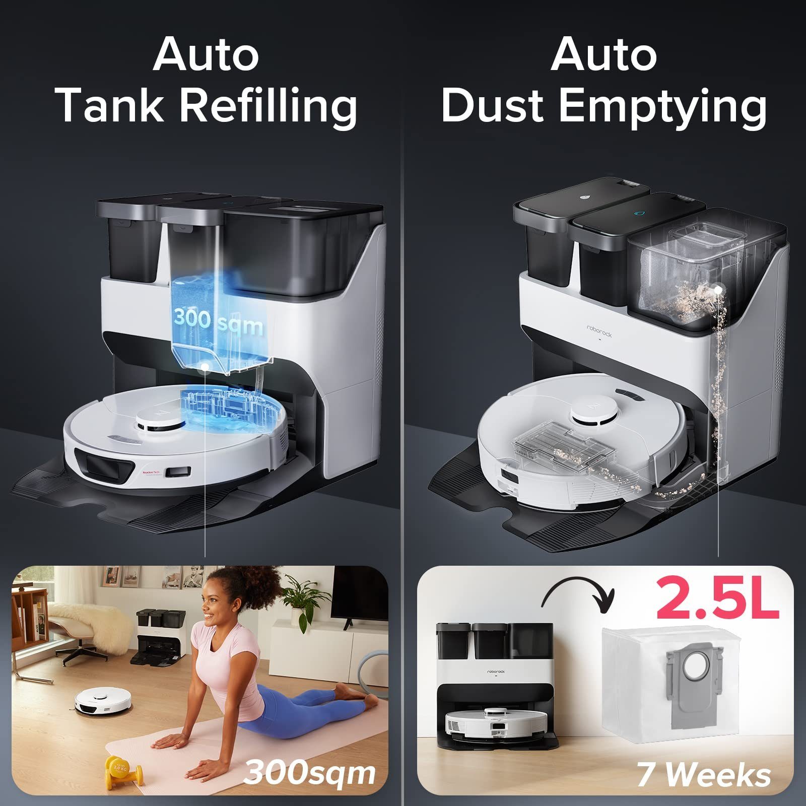 Roborock Saugroboter S7 Max Ultra, 60,00 W, 5500 Pa, mit Reinigungslösung, aktive Hindernisvermeidung, mit selbstentleerender & selbstwaschender & selbsttrocknender & selbstbefüllender & selbstreinigender Station, App und Sprachsteuerung (Upgrade von