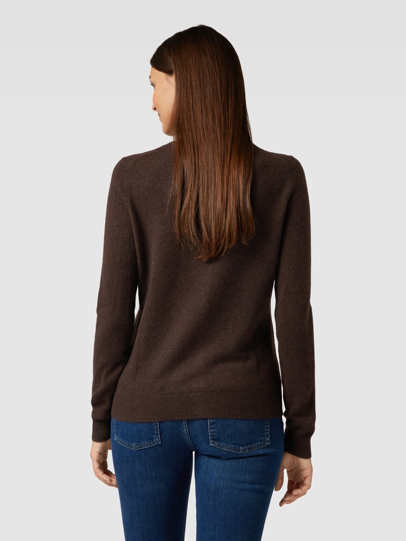 Strickjacke aus Kaschmir mit Knopfleiste in schokobraun meliert