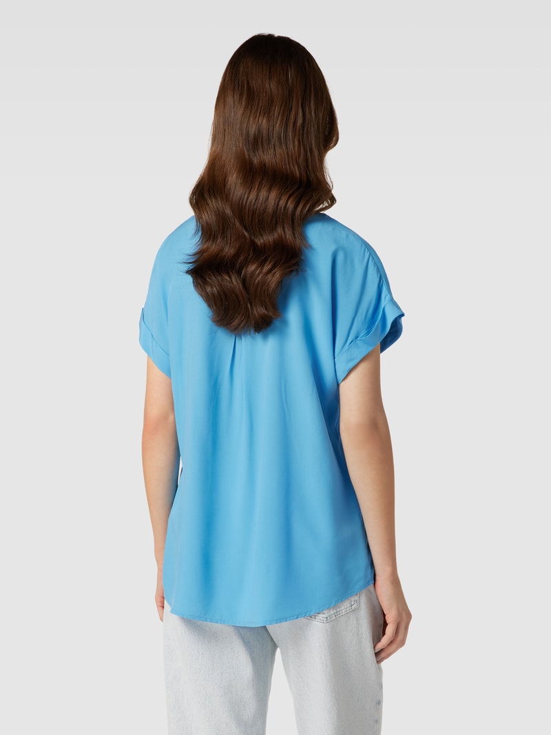 Blusenshirt aus reiner Viskose mit Kellerfalte in blau