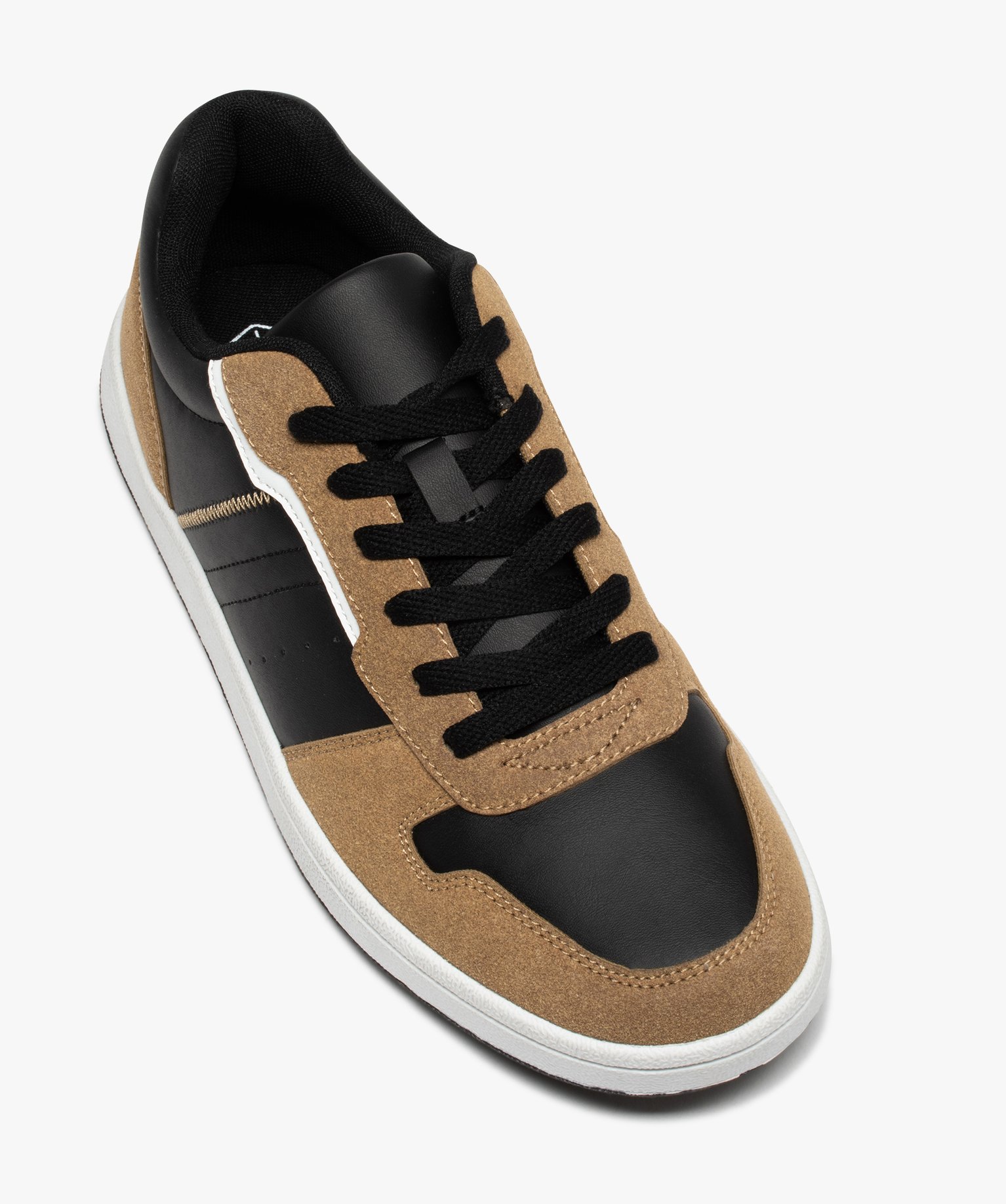 Baskets homme skateshoes bicolores à lacets camel | GEMO