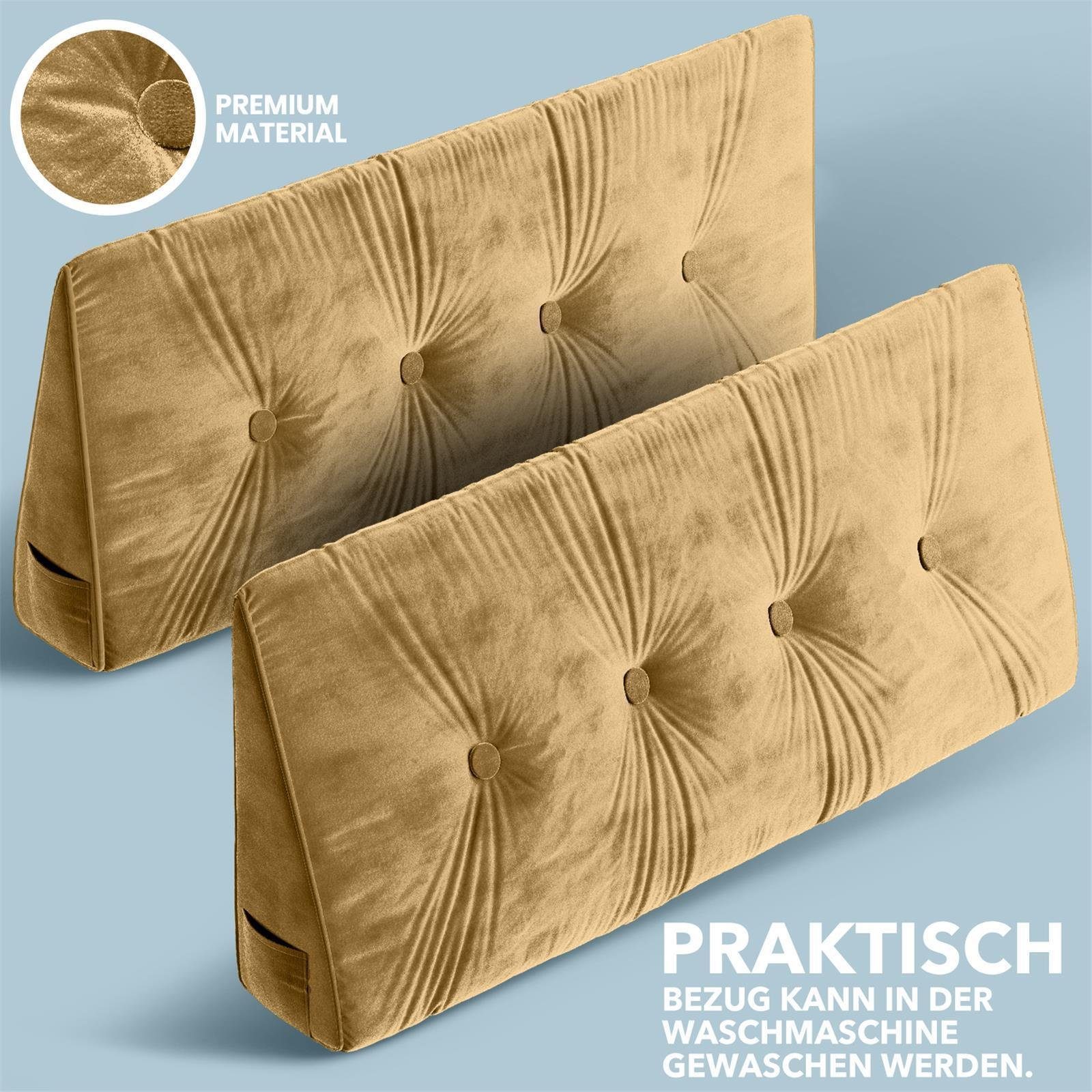 Björn&Schiller Rückenkissen Dreieckiges keilförmiges, Palettenkissen, Lounge Kissen Beige, ideal als Kopfkissen, Nackenkissen oder Bett Kopfteil Kissen
