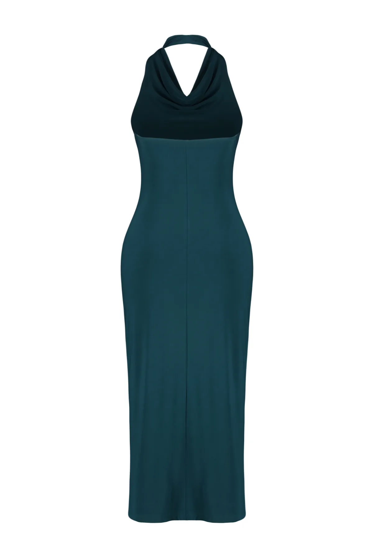 Trendyol Collection  Smaragdgrünes flexibles Strick-Midi-Bleistiftkleid mit Degaje-Kragen TWOSS24EL00106