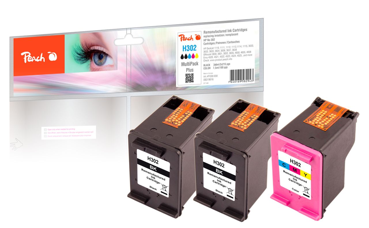 Peach Spar Pack Plus Druckköpfe ersetzt HP No. 302