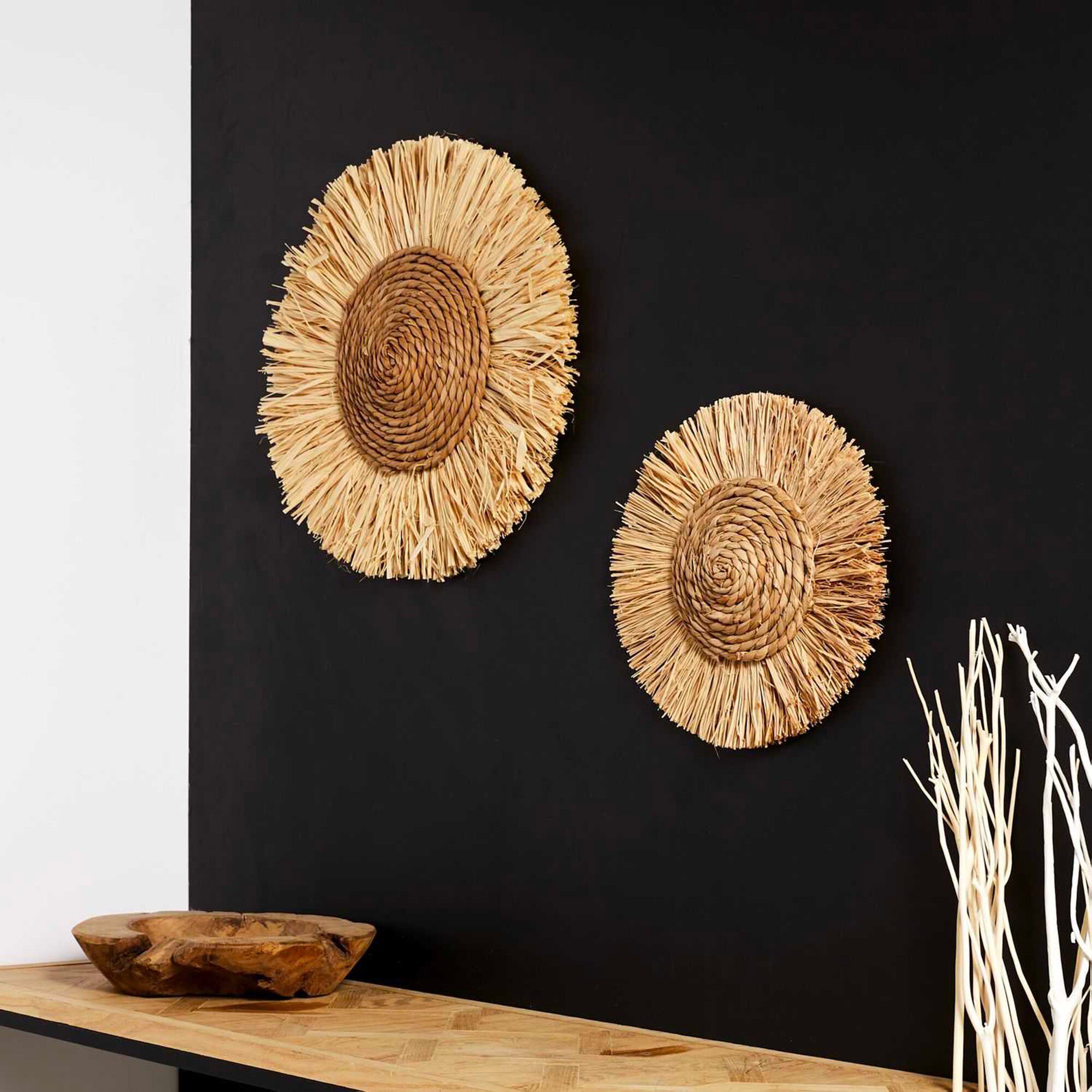 Déco murale ronde en fibres végétales