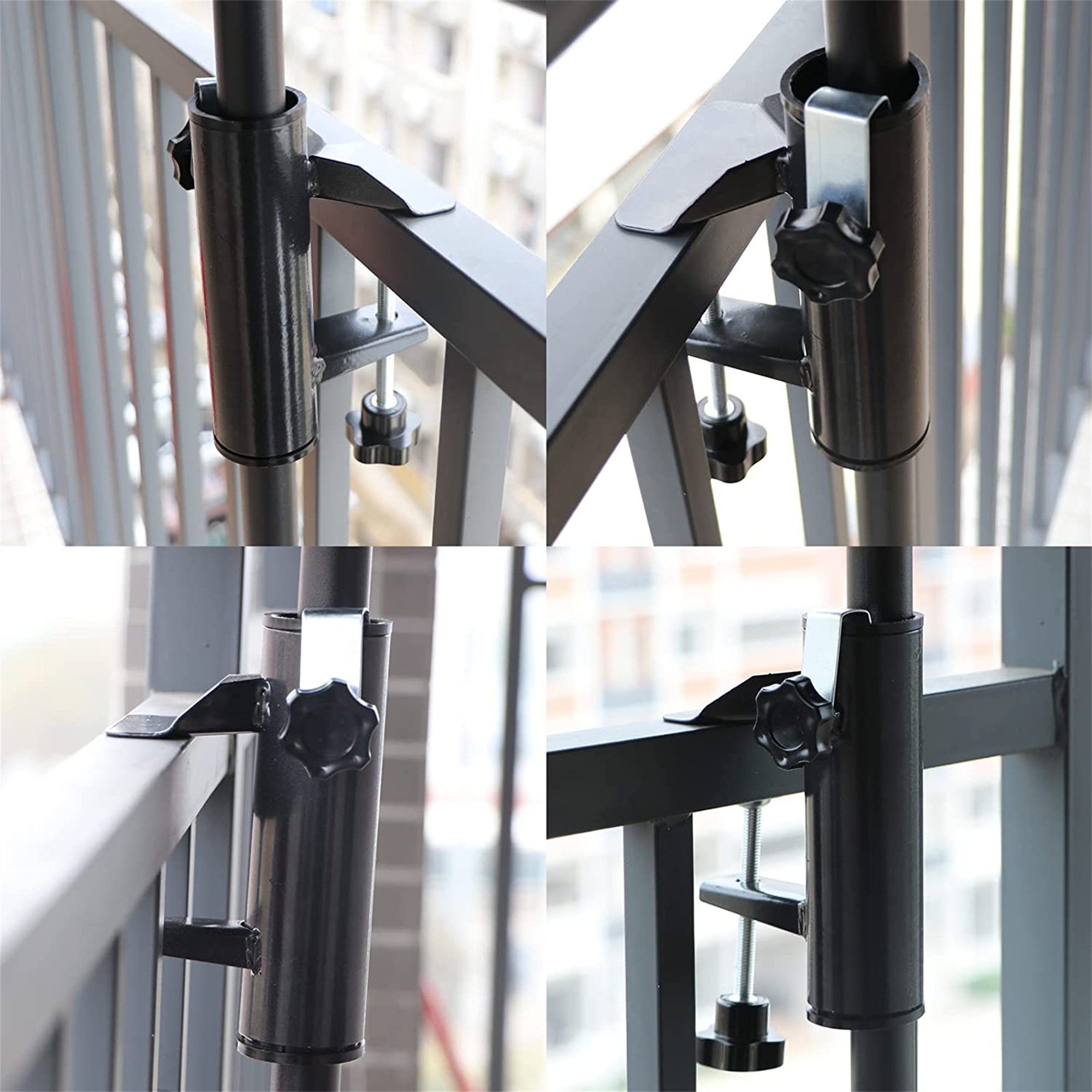 flowgoer Schirmhalter Terrassenschirmklemme, Sonnenschirmhalterung Balkongeländer