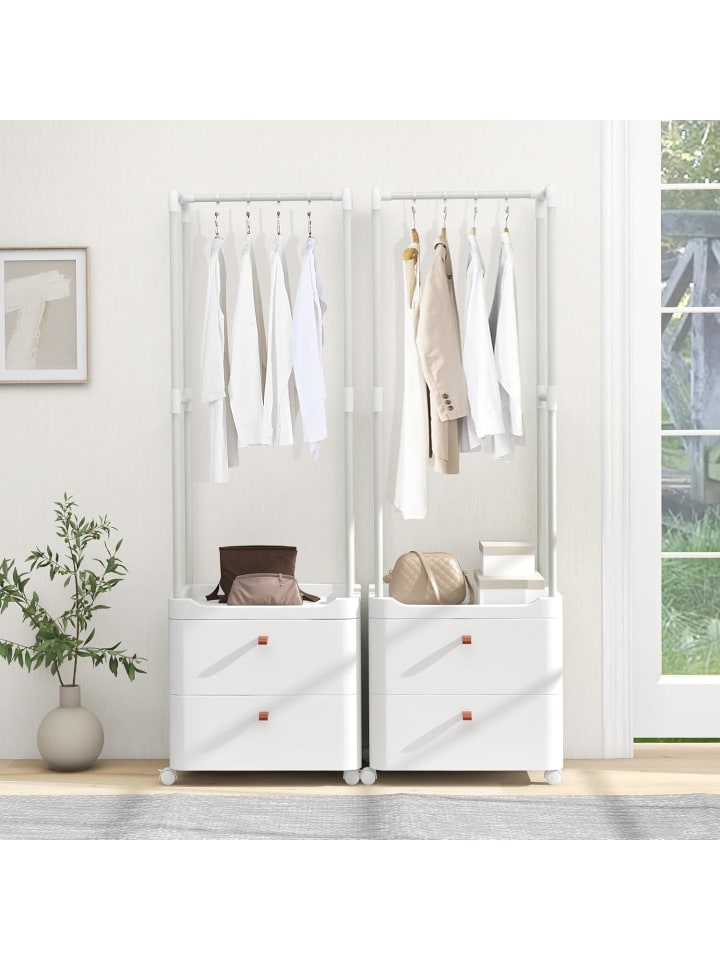 COSTWAY Kleiderständer mit 2 Schubladen 52 x 40 x 161 cm in Weiß günstig kaufen onesize