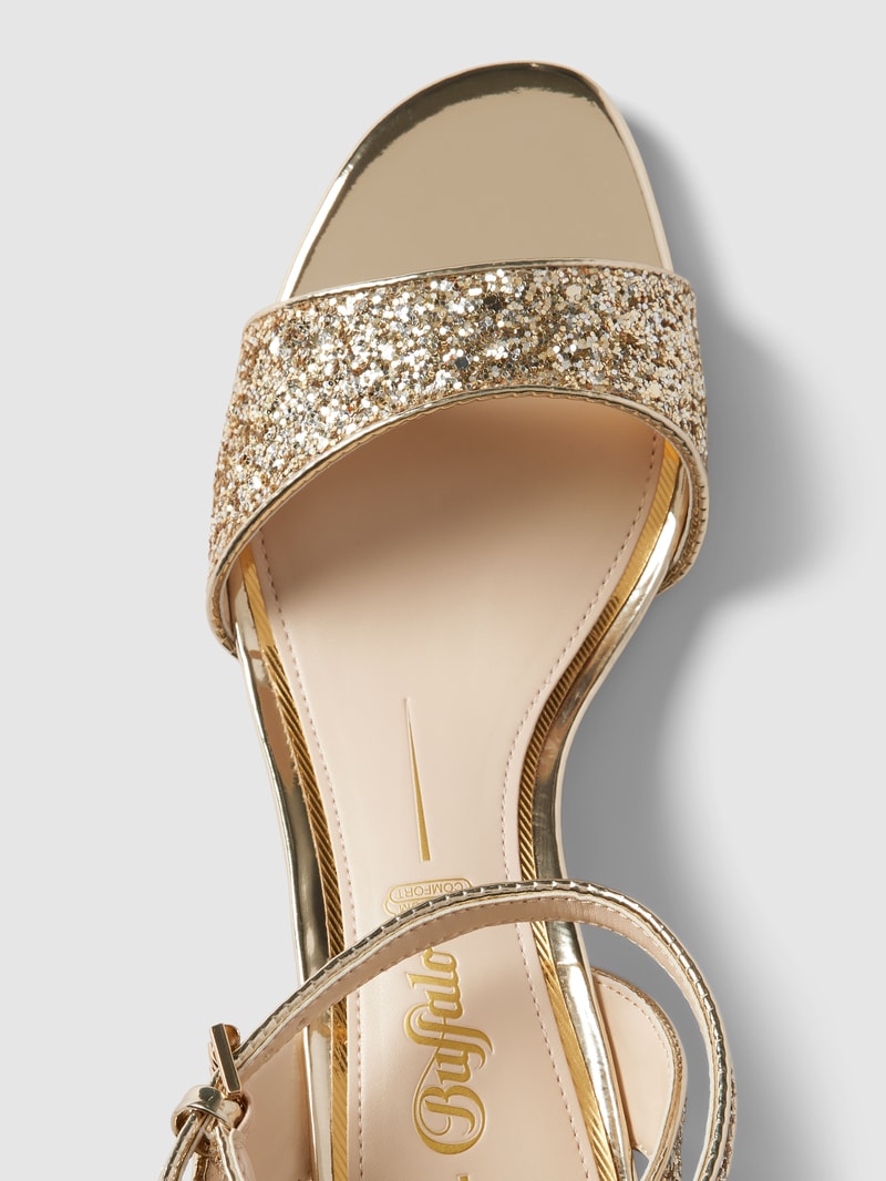 Sandaletten mit Paillettenbesatz in gold