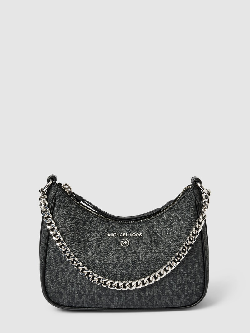 Pochette mit Allover-Logo Modell 'JET SET CHARM' in schwarz