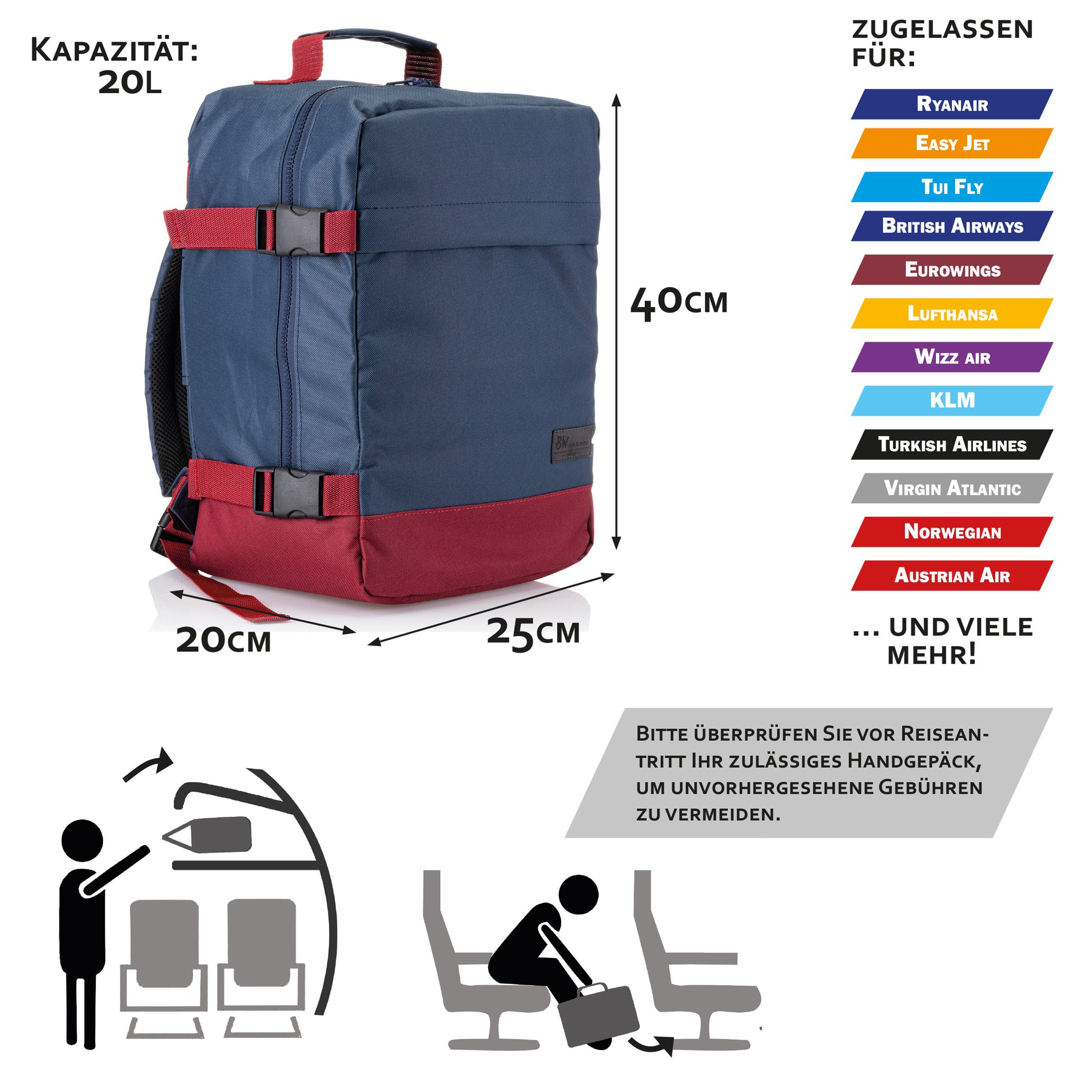 BambiniWelt by Rafael K. Handgepäckkoffer RUCKSACK Handgepäck Boardgepäck 40x20x25 40x30x20 Ryanair Wizzair, 2 Größen verfügbar: 40 x 25 x 20 cm (klein), 40 x 30 x 20 cm (groß)
