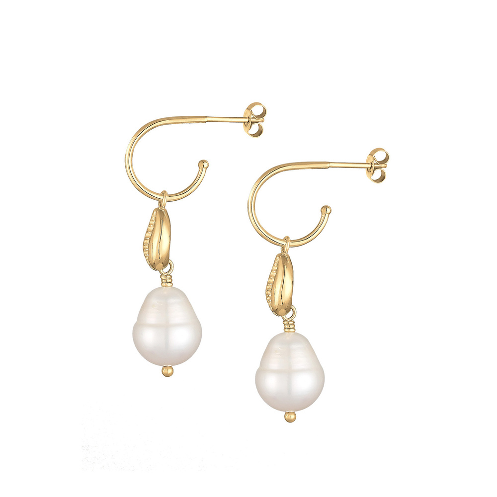 Elli Elli Boucles d'Oreilles Maritime Mer Coquillage Perles d'eau Douce Boucles d'Orei Boucles d'oreilles