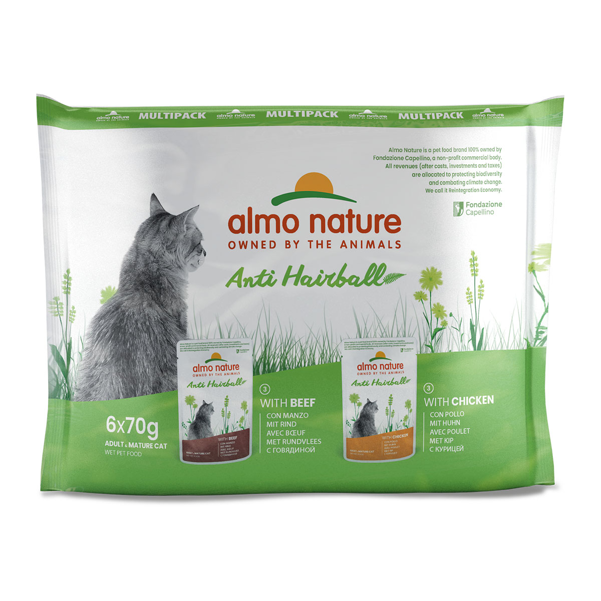 Almo Nature Holistic Anti Hairball Multipack mit Rind&Huhn
