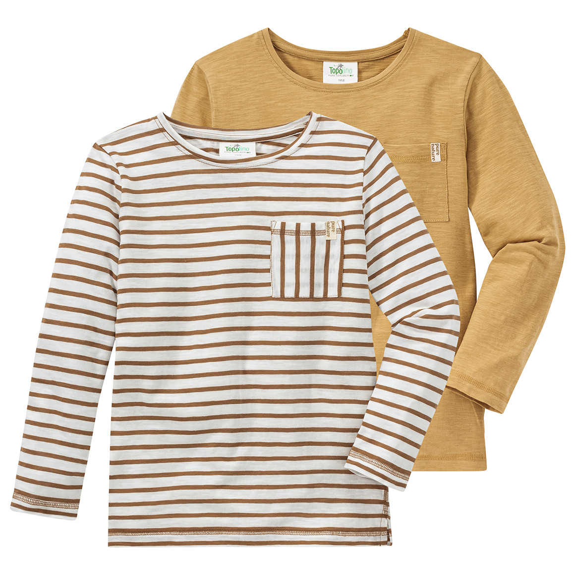 2 Kinder Langarmshirts mit Flammgarn