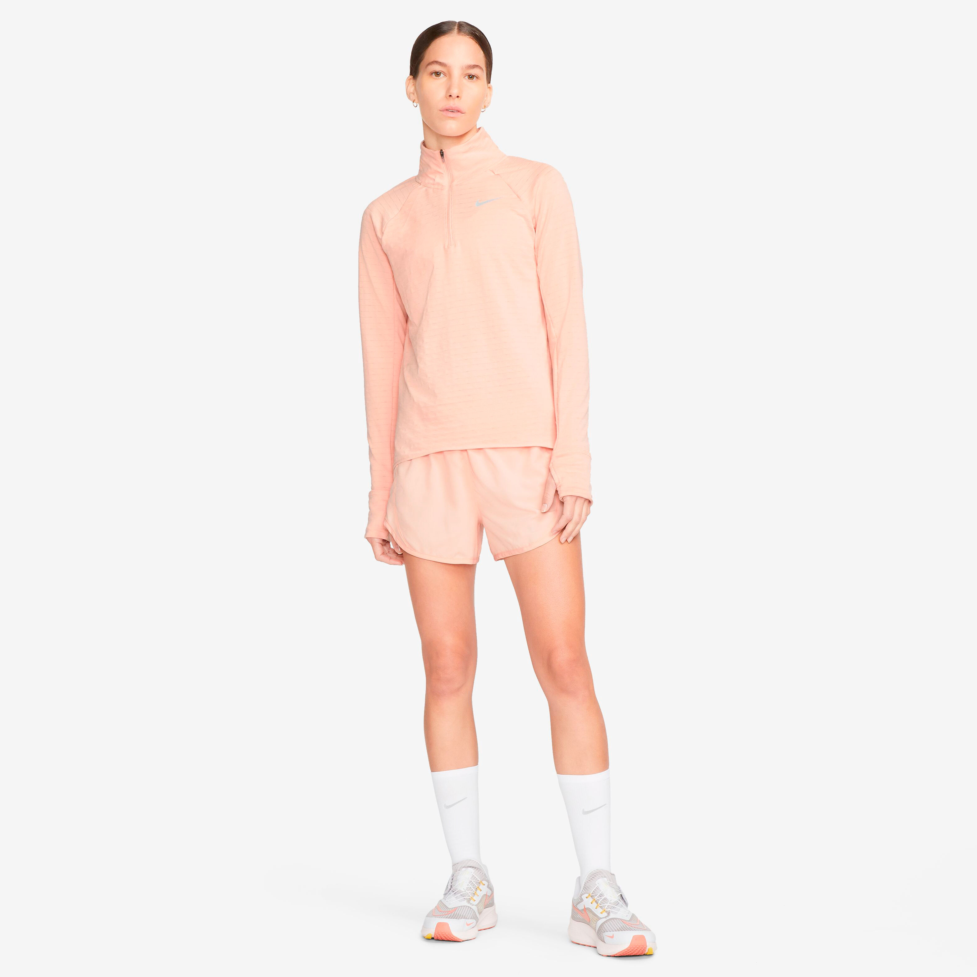 Therma-Fit Element Half-Zip Lauftop Damen - Koralle, Grau
