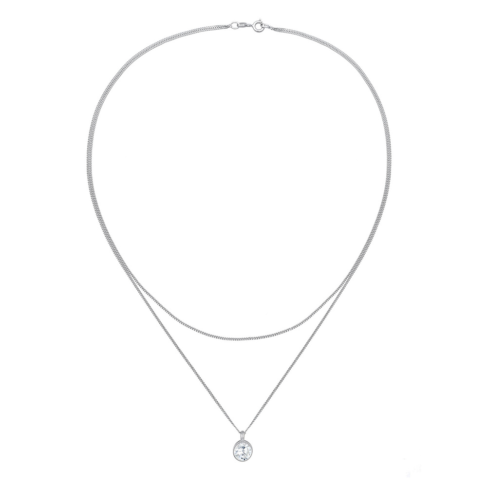 Elli Elli Collier Pendentif solitaire pour femme Layer avec cristal de zirconium en ar collier