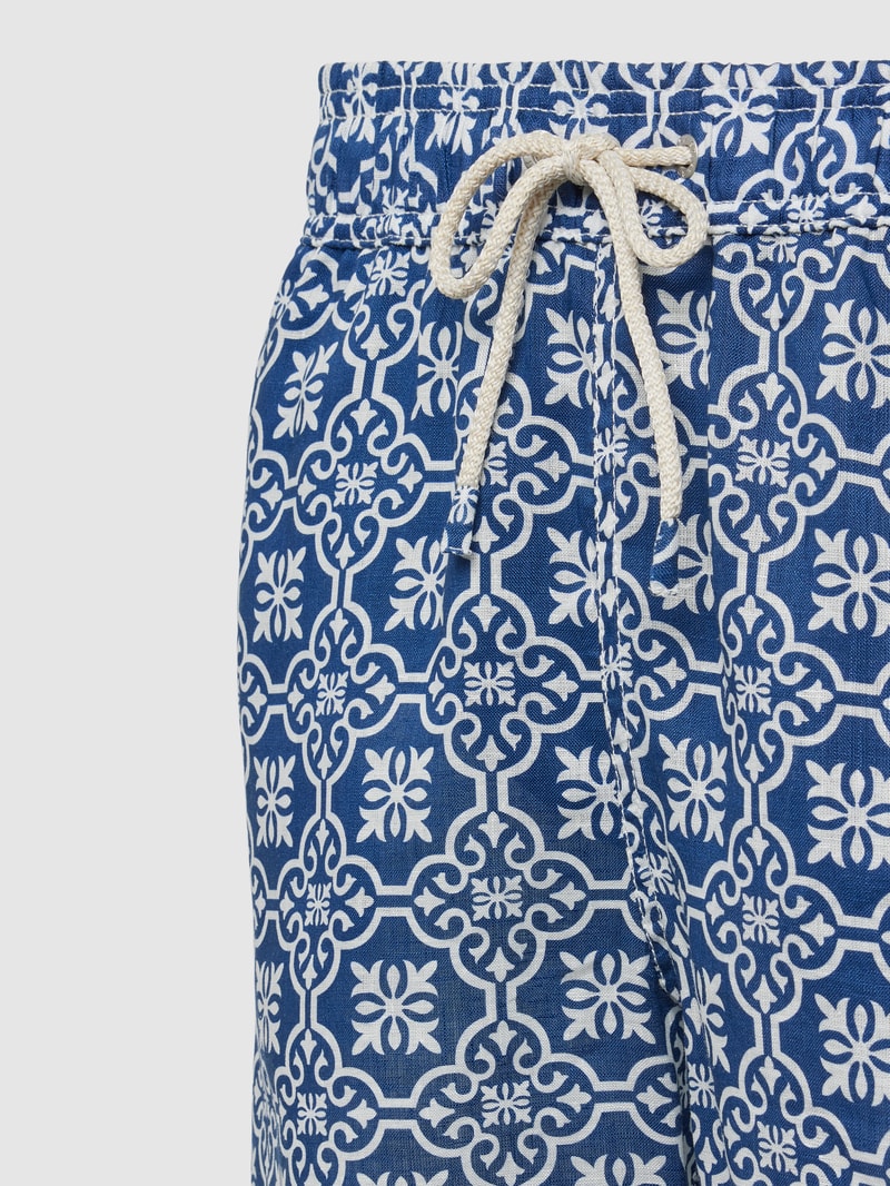 Badehose aus Leinen mit Allover-Muster Modell 'GUSTAVIA' in marineblau