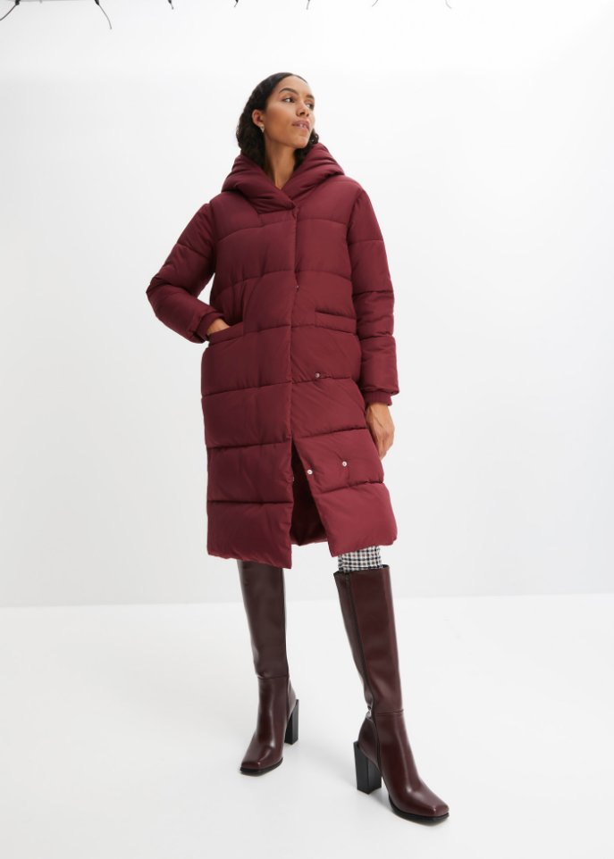 Wattierter Oversize-Mantel mit Kapuze, aus recyceltem Polyester