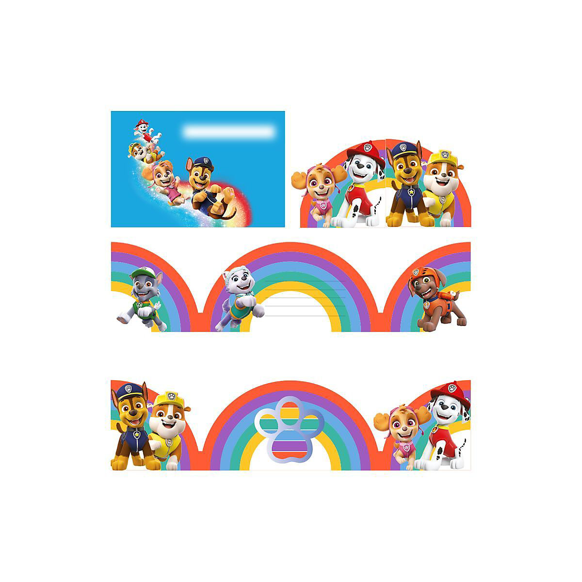 XXL Paw Patrol bunte Pfötchen Party Deko Set mit 83 Teilen für 8 Kinder