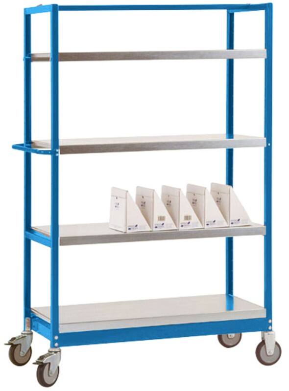 Manuflex Mobil Etagenwagen VARIMOBIL 3 Fachböden Brillantblau 600 x 1.030 x 1.330 mm