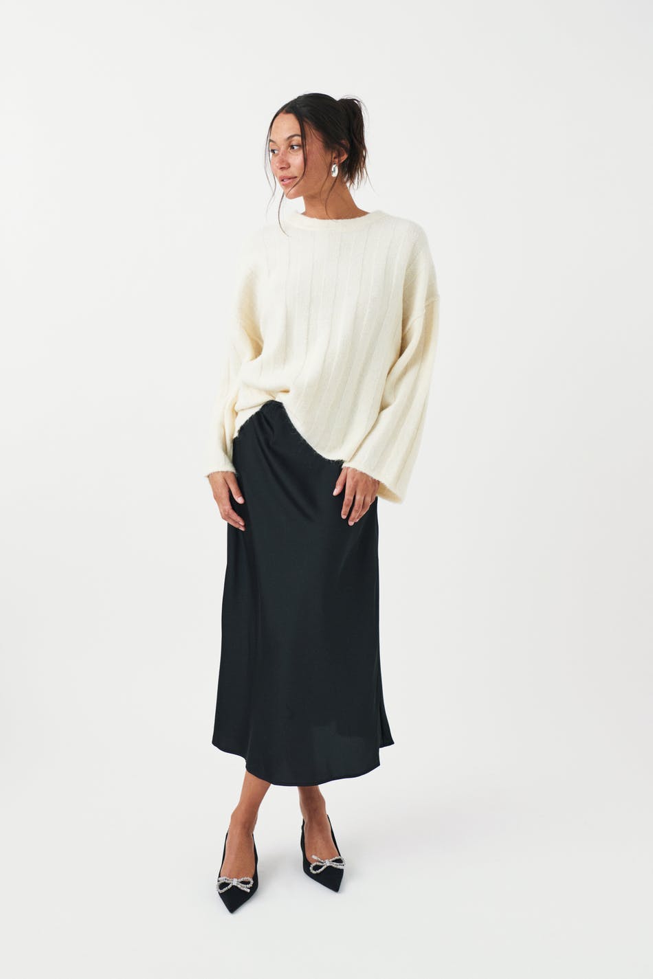 Satin midi skirt