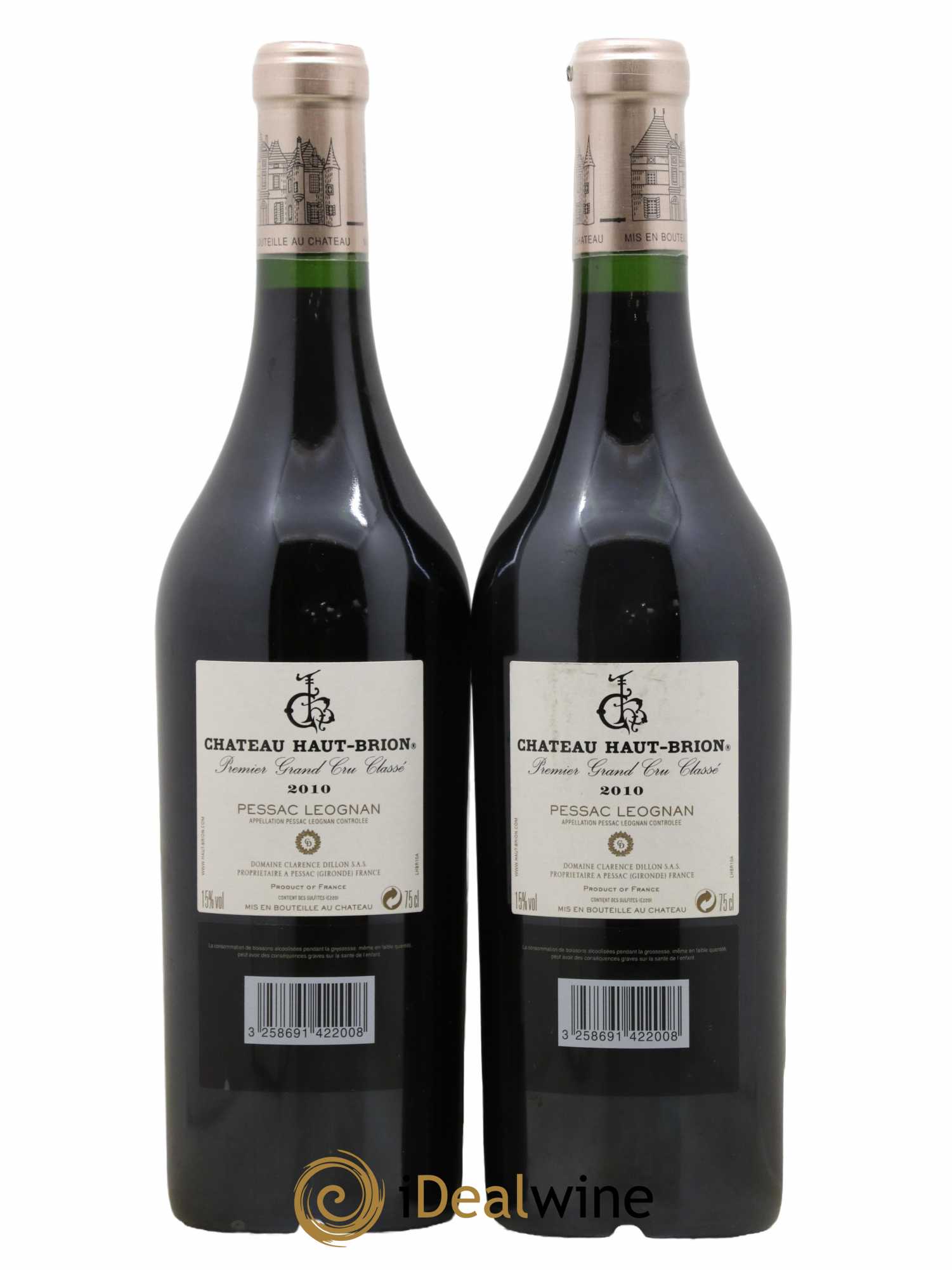 Château Haut Brion 1er Grand Cru Classé  2010 - Lot de 2 Bouteilles