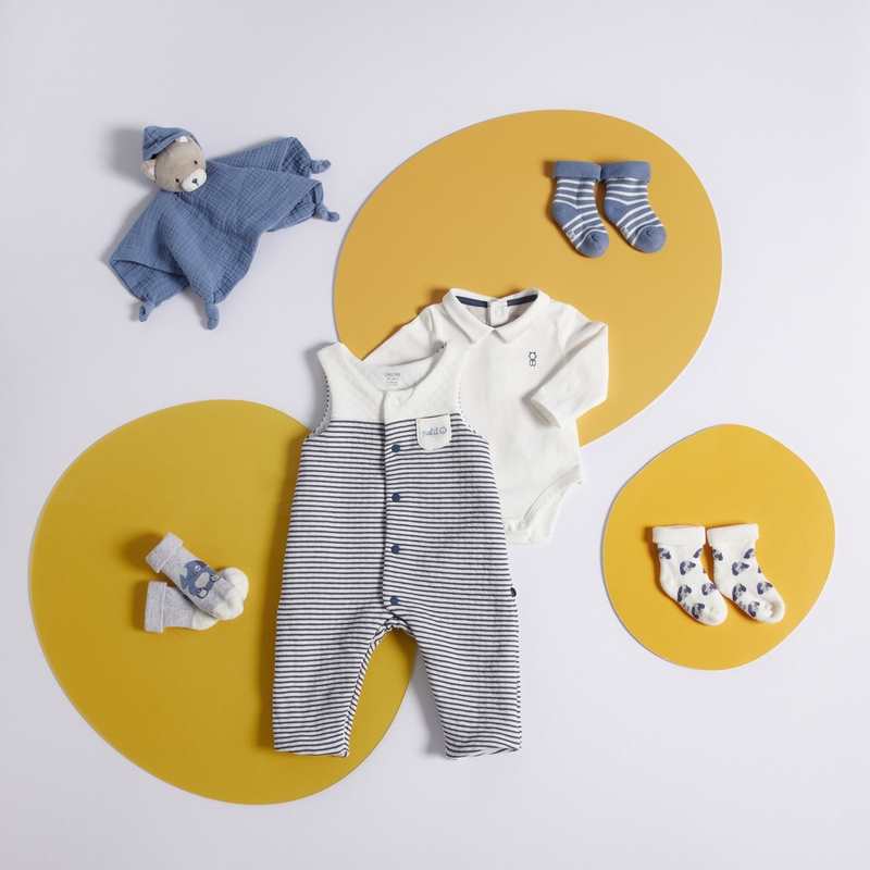 Doudou plat gaze de coton chat bleu naissance