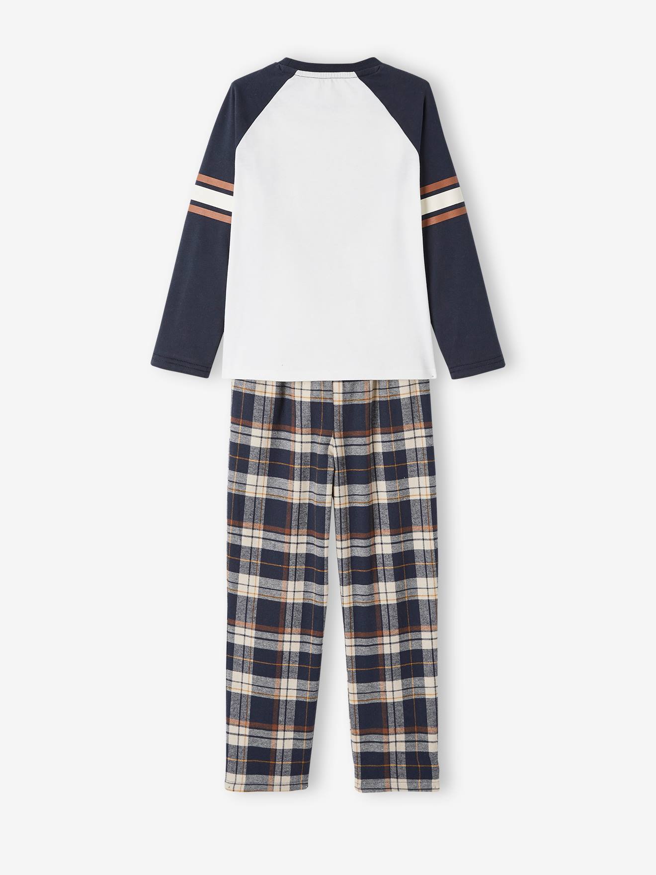 Pyjama castor garçon avec bas en flanelle bleu fonce