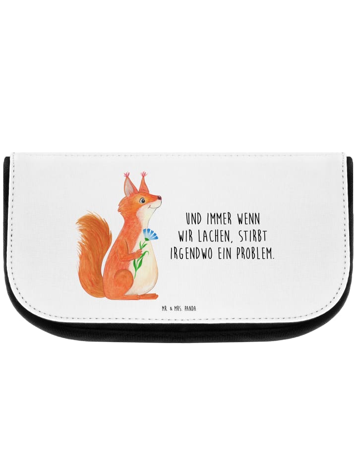 Mr. & Mrs. Panda Kosmetiktasche Eichhörnchen Blume mit Spruch in Weiß günstig kaufen onesize