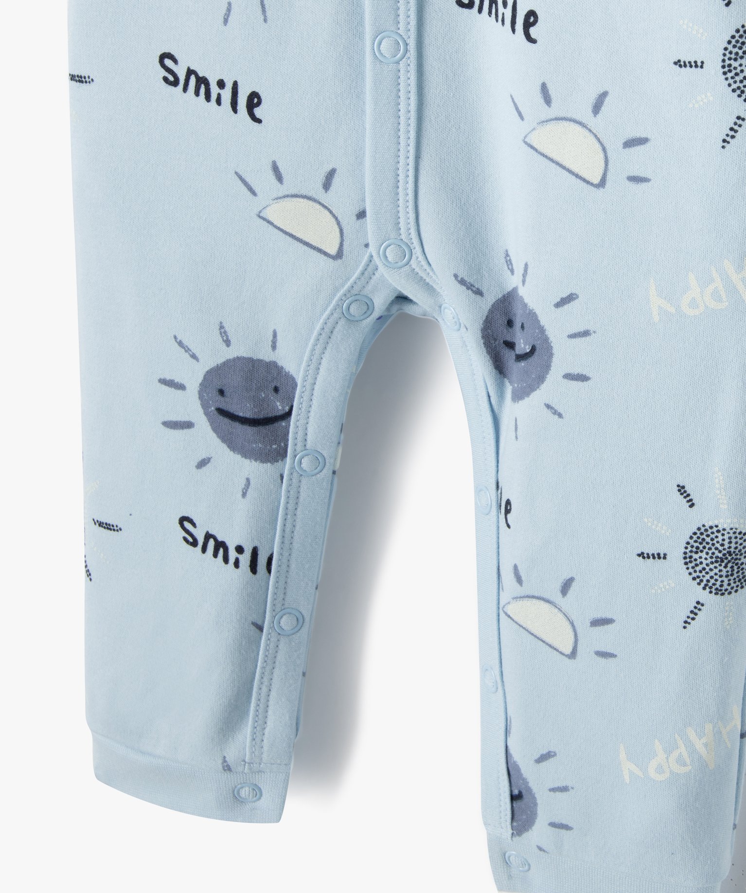Pyjama bébé dors-bien à ouverture ventrale et motif soleils bleu | GEMO
