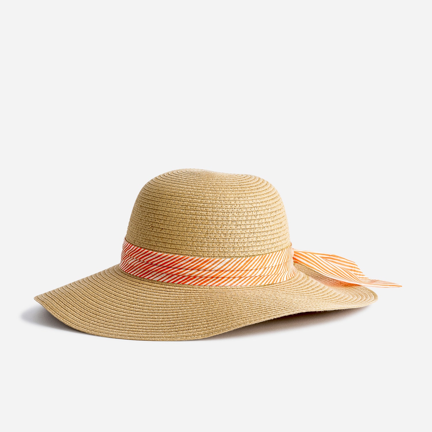 Capeline beige avec galon rayé orange