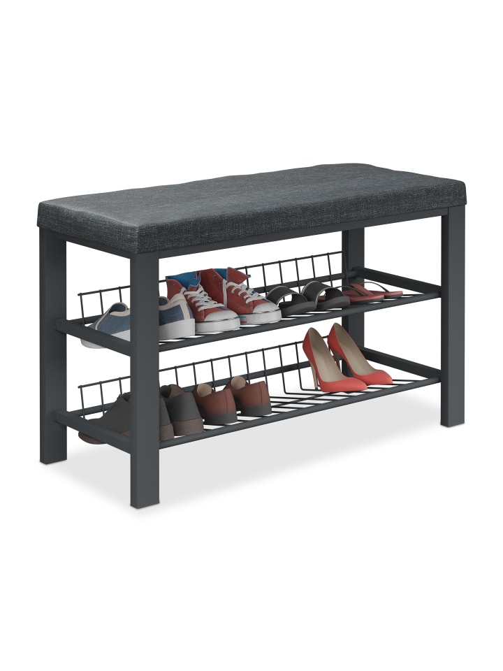 relaxdays Schuhbank in Schwarz - (B)82 x (H)50,5 x (T)33 cm günstig kaufen onesize