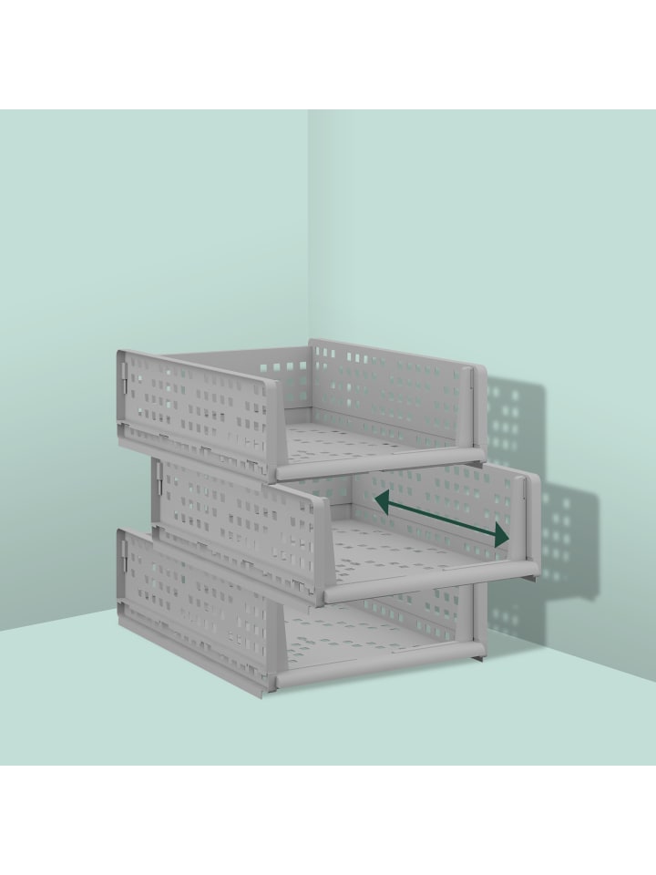 relaxdays 3 x Schrank Organizer in Grau - (B)33,5 x (H)13 x (T)43,5 cm günstig kaufen onesize