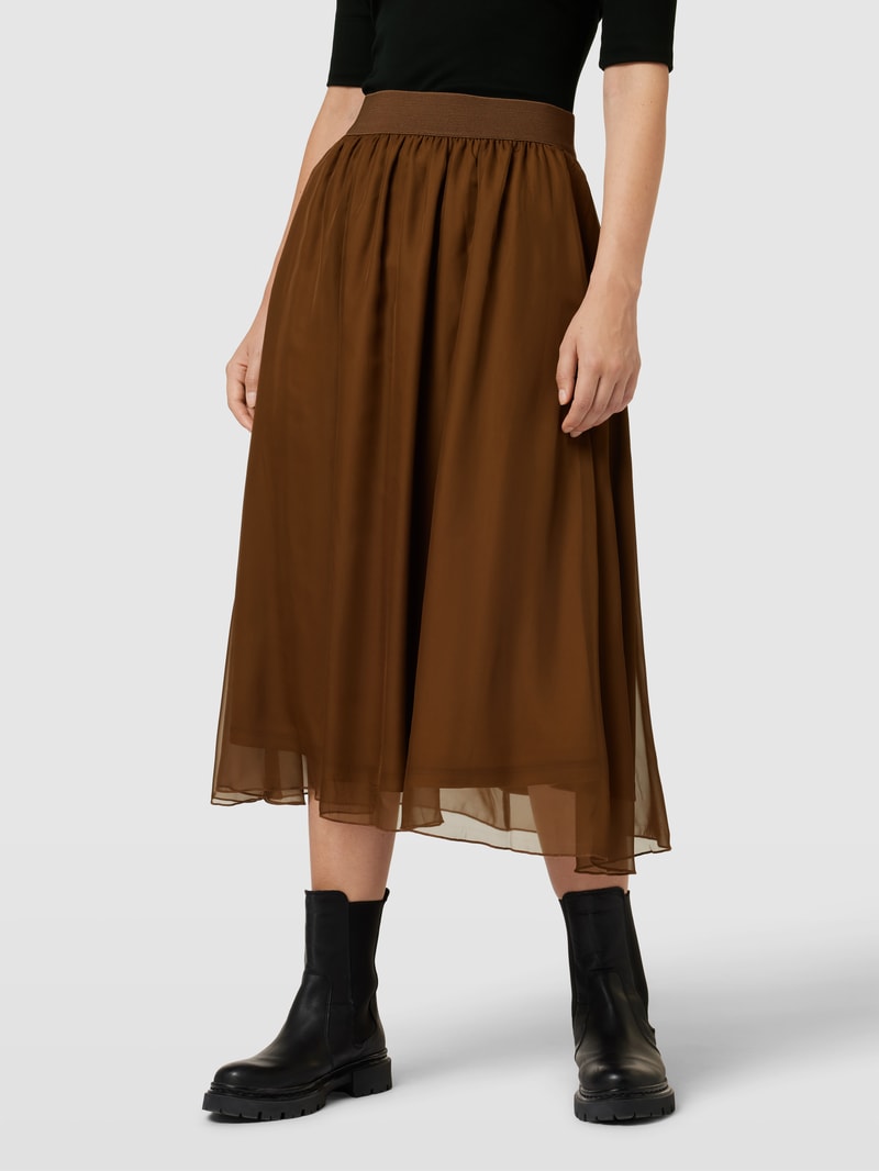 Midirock mit elastischem Bund Modell 'Coral' in cognac