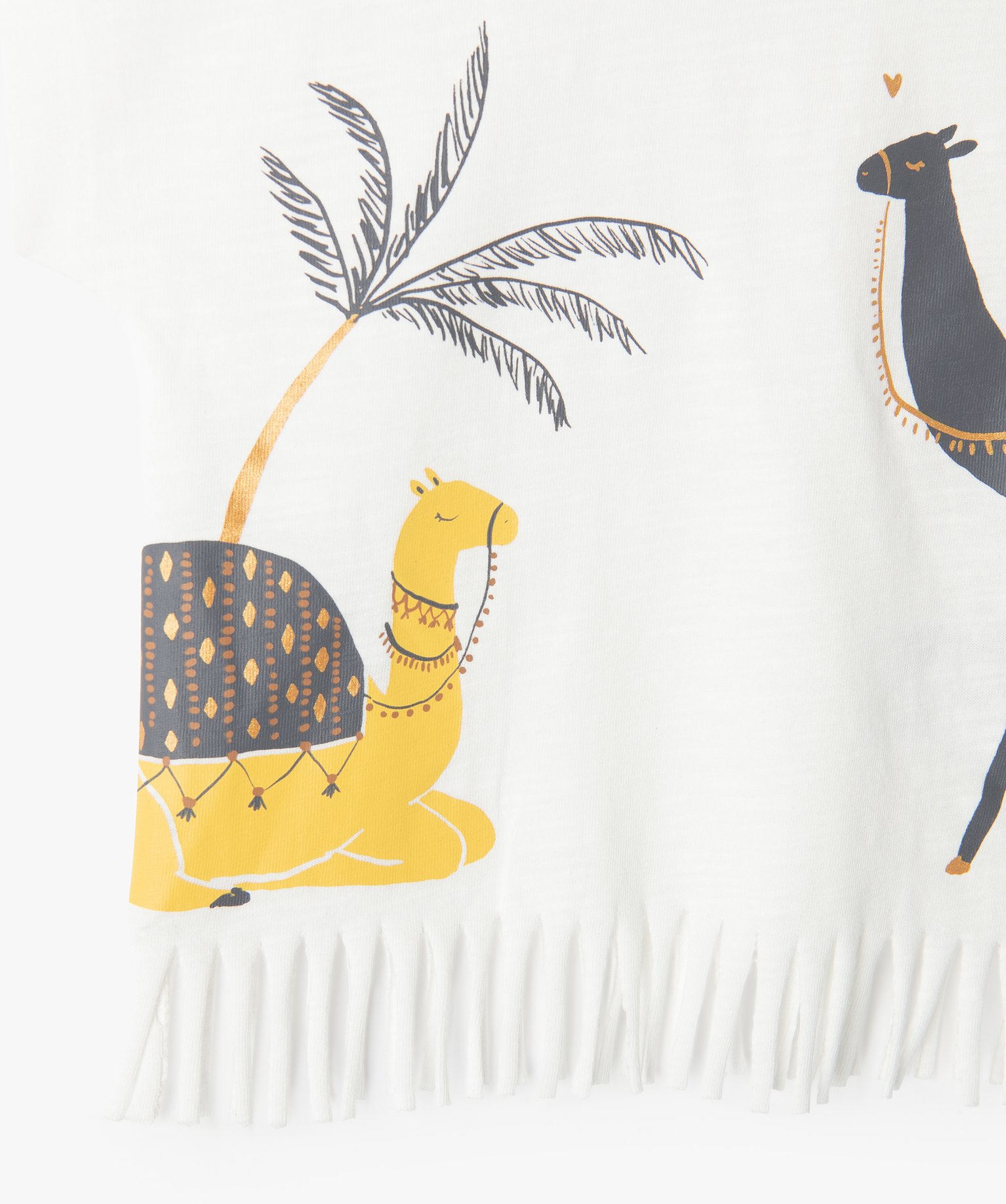 Tee-shirt bébé fille à franges et manches courtes beige clair | GEMO
