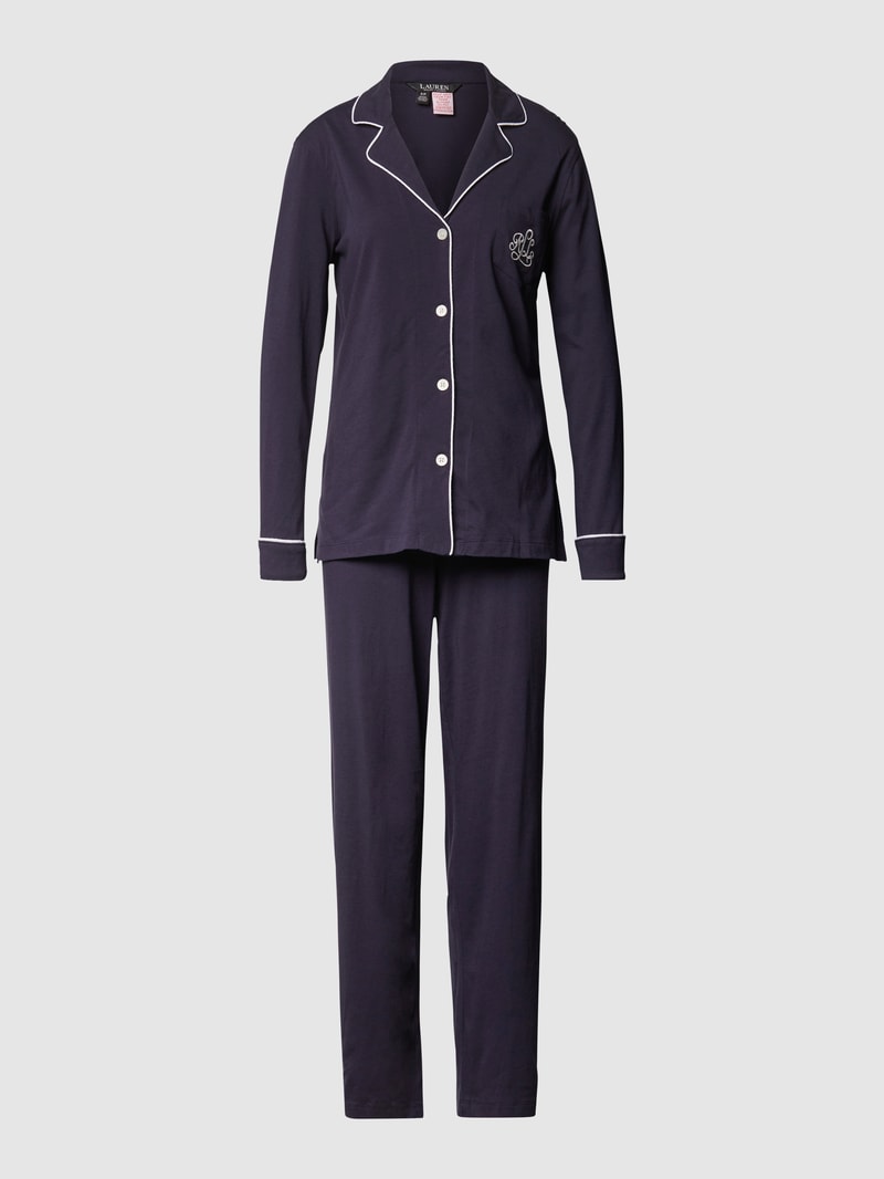 Pyjama aus Baumwoll-Modal-Mix in marineblau