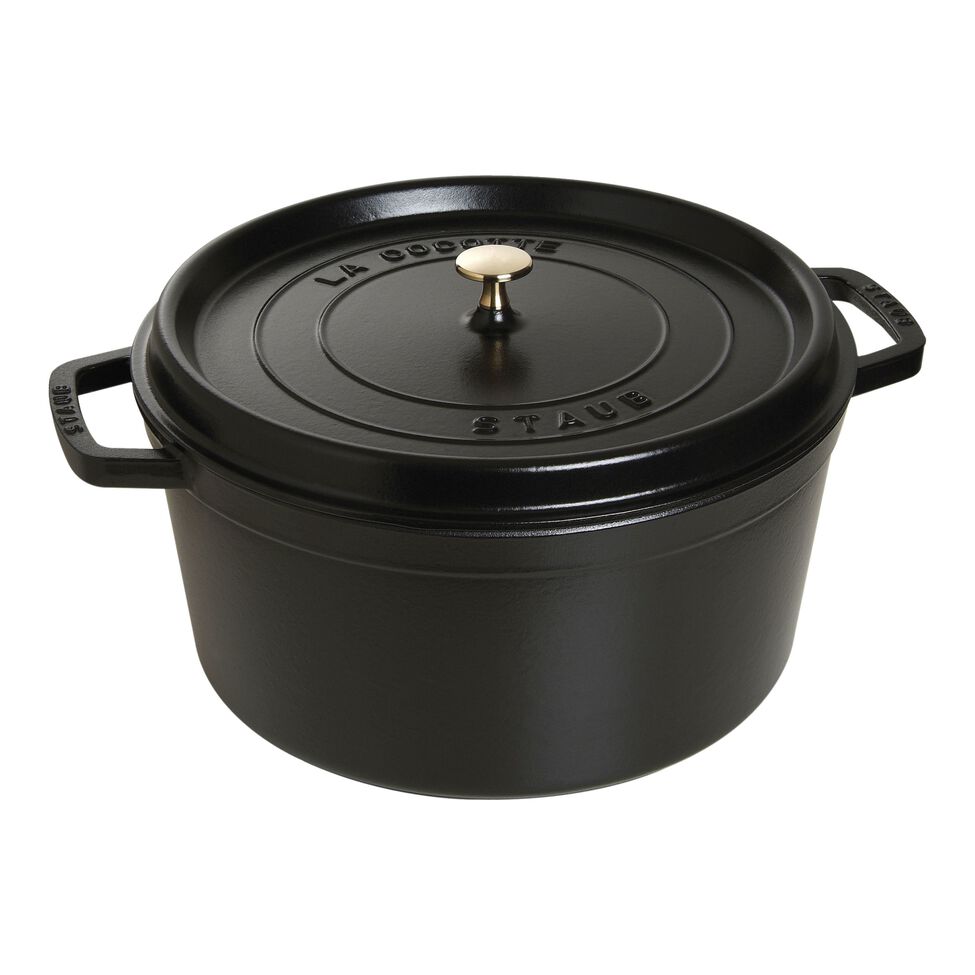 Cocotte 34 cm, rund, Schwarz, Gusseisen