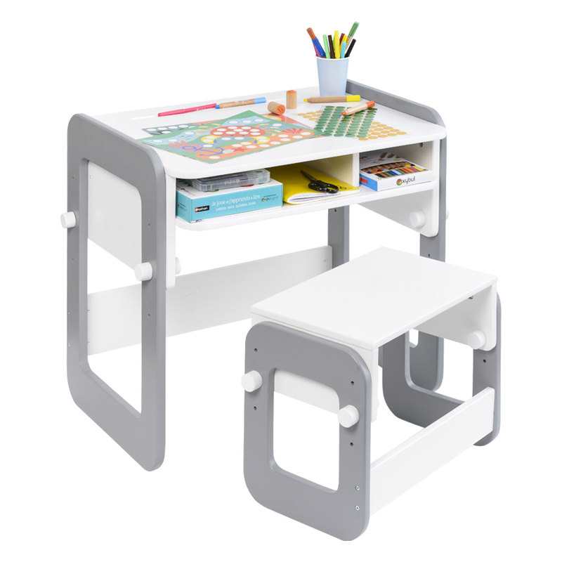 Bureau évolutif blanc et gris Oxybul