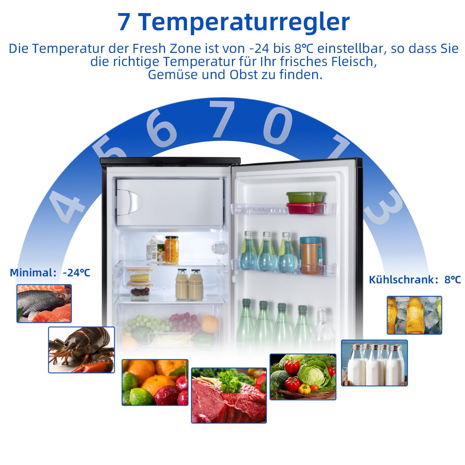 CHiQ Kühl-/Gefrierkombination CTT107BC, 88 cm hoch, 55 cm breit, 107L Kühlschrank,12 Jahre Garantie auf den Kompressor,Low-frost