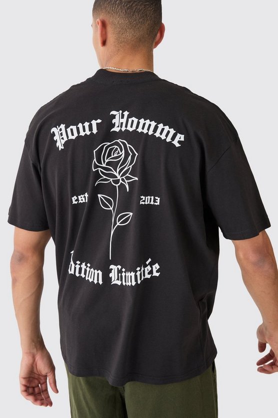 Oversize T-Shirt mit Rosen-Print