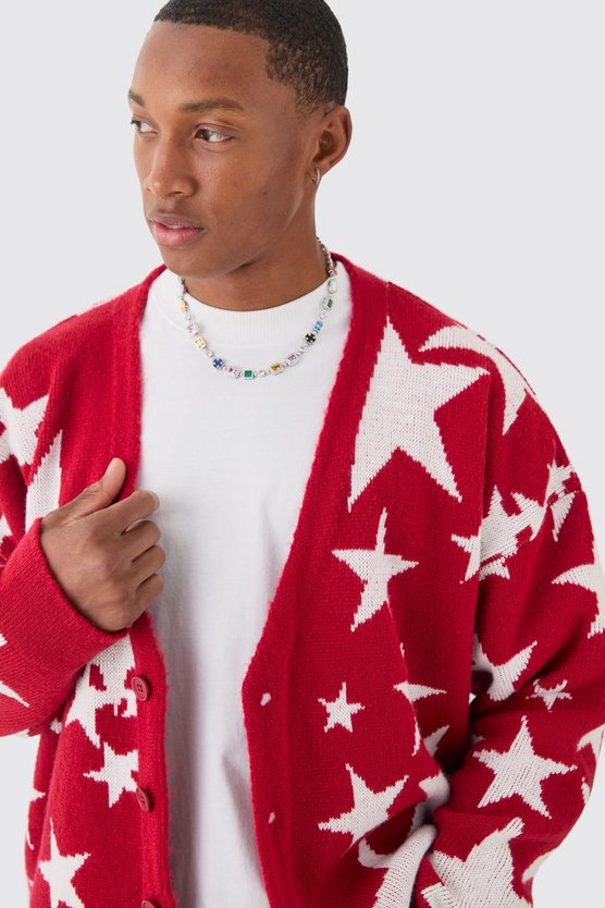 Kastiger Oversize Jacquard-Cardigan