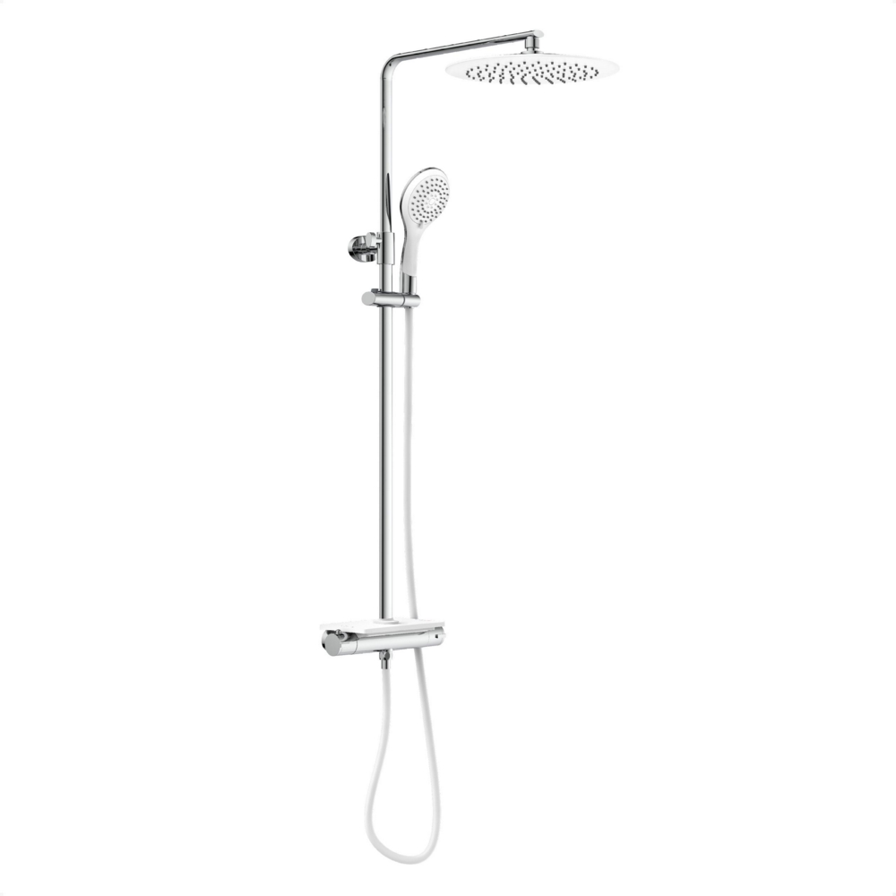 Eisl Duschset GRANDE VITA Duschsystem mit Thermostat und Ablage, Chrom/Weiß