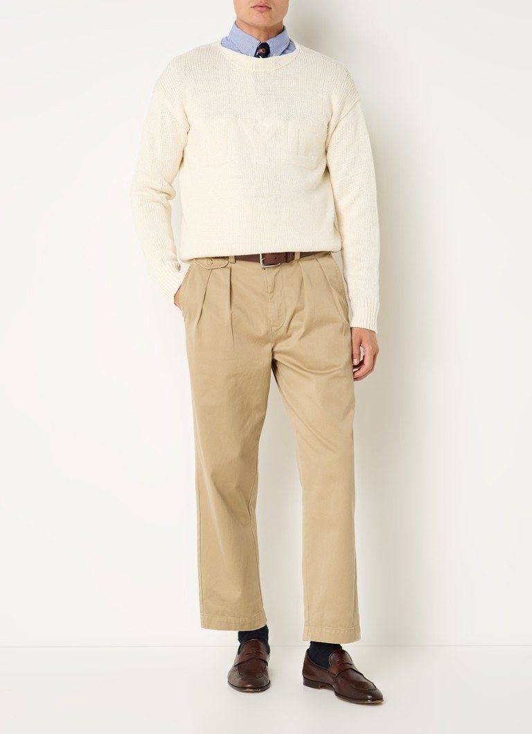 Pantaloni chino Ralph Lauren cu crop pe picioare și tiv pliat.